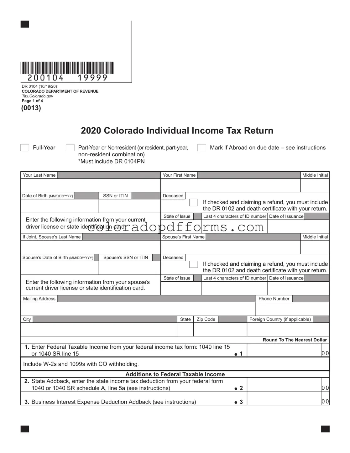 Fill in a Valid Colorado 104 Template