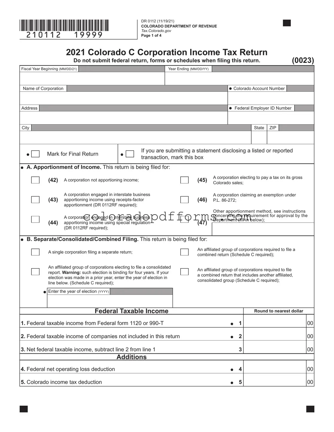 Fill in a Valid Colorado 112 Template
