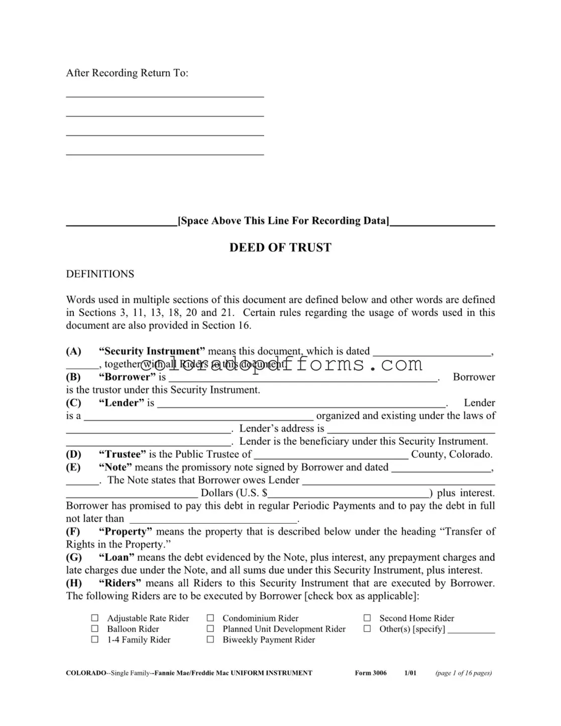 Fill in a Valid Colorado 3006 Template