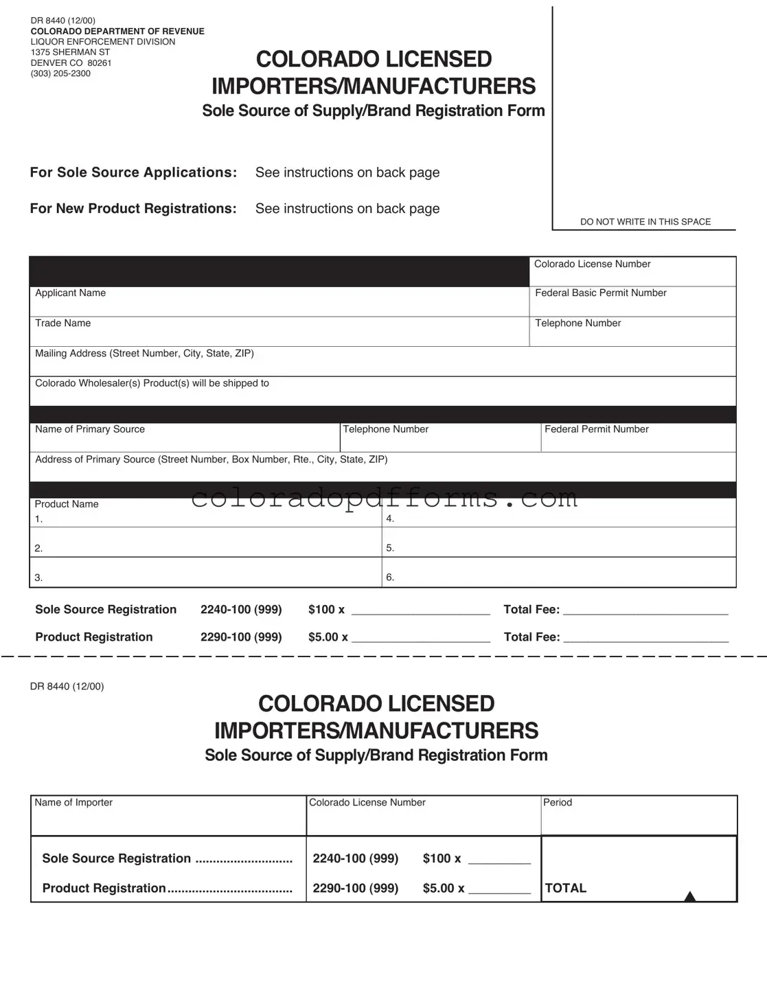 Fill in a Valid Colorado Dr 8440 Template