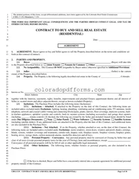 Fill in a Valid Colorado Contract Real Residential Template