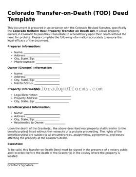 Free  Transfer-on-Death Deed Document for Colorado